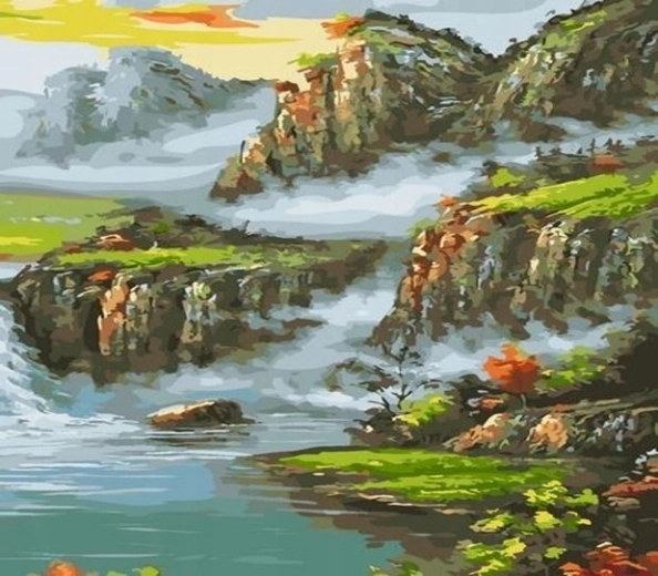 Norimpex Maľovanie podľa čísel Hmlisté hory 40 × 50 cm