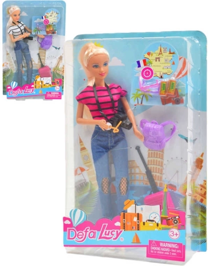 Bábika Defa Lucy cestovateľka s kufrom a doplnkami 29 cm - 1 kus