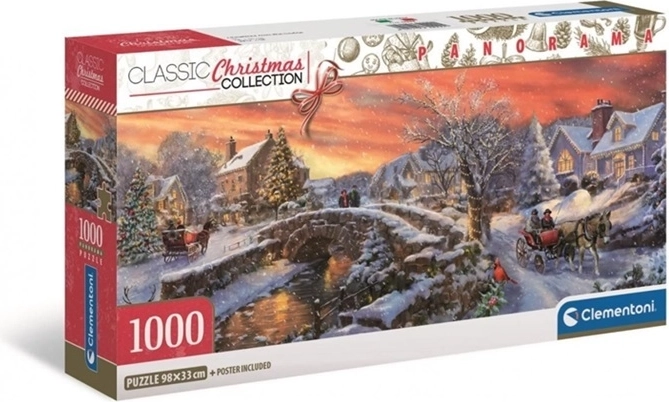 Clementoni panoramatické puzzle Vianočné mestečko 1000 dielikov