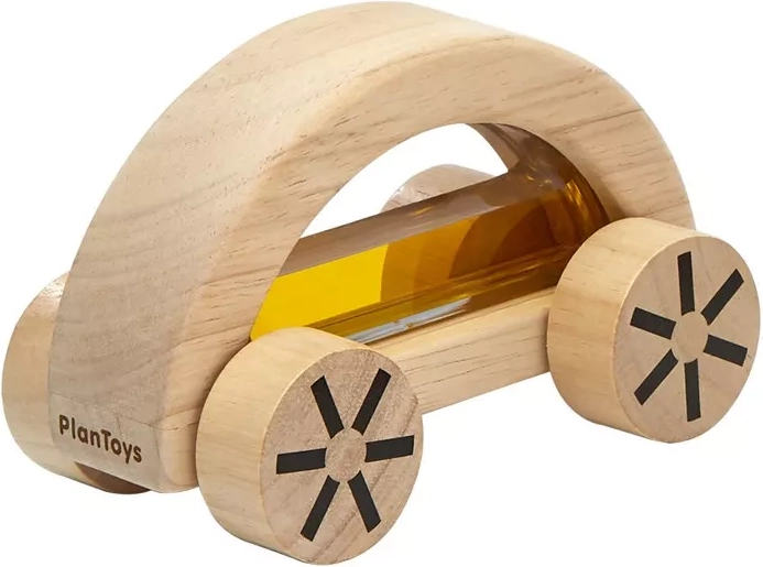 PlanToys drevené autíčko s vodou žlté - 1 kus