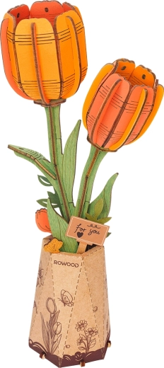 ROBOTIME 3D drevená skladačka – oranžový tulipán