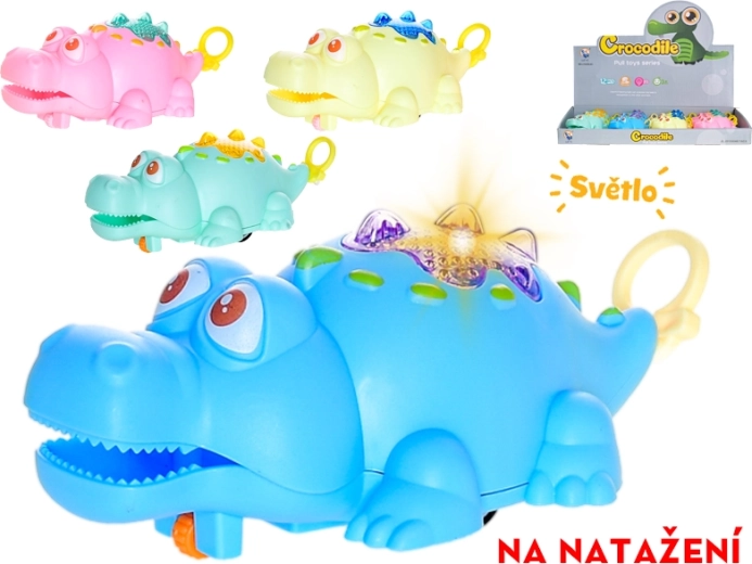 Jazdiaci krokodíl na natiahnutie so svetlom 11 cm