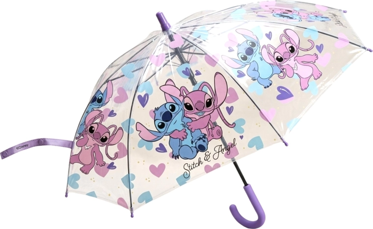 Detský priehľadný dáždnik Disney Lilo a Stitch – Stitch a Angel