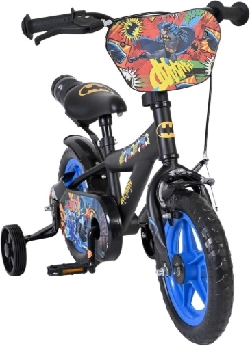 Detský bicykel 12" Batman s balančnými kolieskami a fľašou
