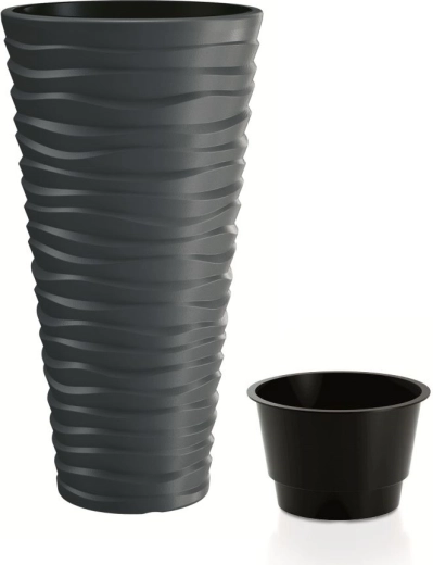 Kvetináč Sand Slim s vložkou antracit
