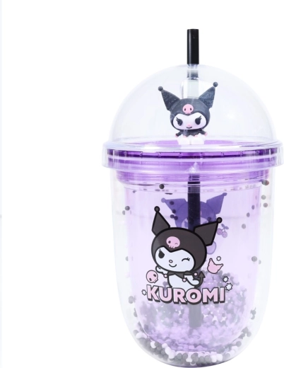 Kuromi boba tumbler so slamkou