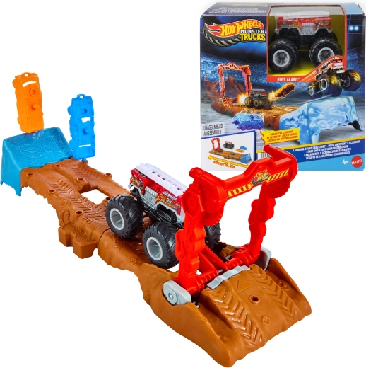 Hot Wheels Monster Trucks herná sada – dráha s autom HW 5 Alarm a 2 doplnky