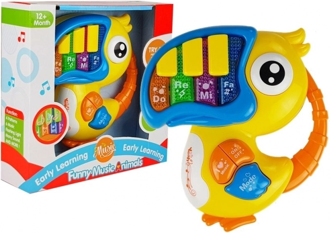 Detské hudobné piano Vtáčik žlté
