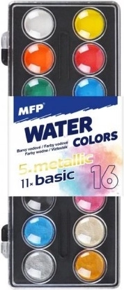 Vodové farby 16 ks v plastovej škatuľke