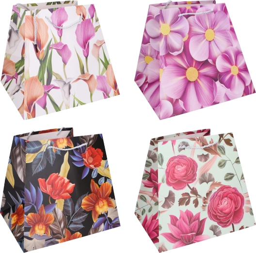 Darčeková papierová taška S 17,5 × 21 × 13,8 cm – kvetinový motív