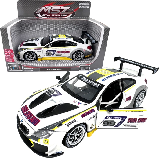 Kovový model pretekárskeho auta 1:24 BMW M6 GT3 biele