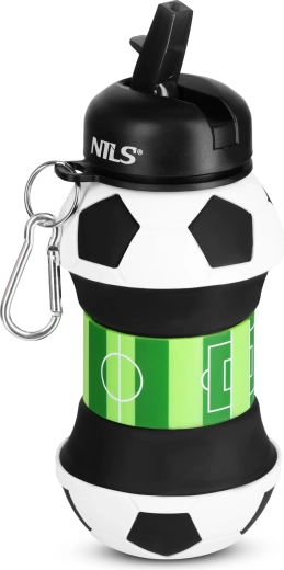 NILS Camp skladacia silikónová fľaša pre deti 550 ml futbal