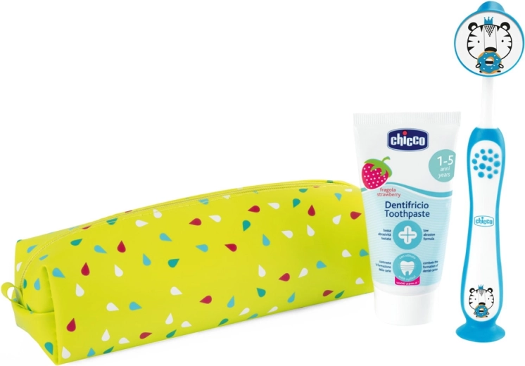 Chicco cestovná sada zubnej hygieny s kefkou a pastou Tiger (3 roky+)
