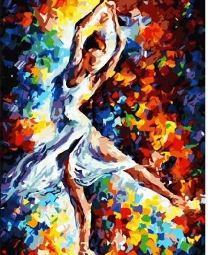 Obraz na maľovanie podľa čísel v ráme 40 × 50 cm – baletka vo farbe