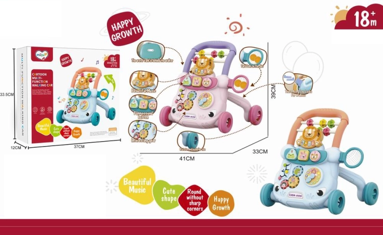 Chodítko tlačidlový lev s hudbou ružové