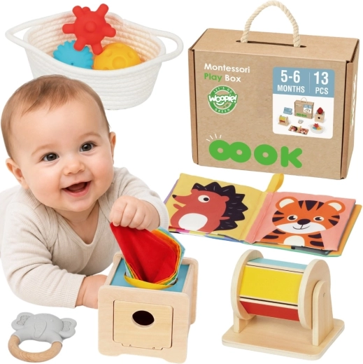Montessori vzdelávací box 6v1 pre bábätká 5–6 mesiacov WOOPIE