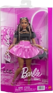 Barbie Deluxe Style módna bábika v čiernom tope a ružovej sukni