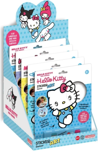 Okenné samolepky a omaľovánky s farbami Hello Kitty a Kuromi (2 druhy), 19 × 23 cm