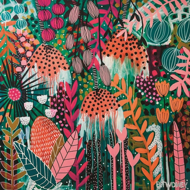 Štvorcové puzzle HEYE Flowery – rubínový svit slnka, 1000 dielikov