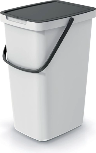 Odpadkový kôš 20 l popolavý s čiernym vekom SYSTEMA Q COLLECT