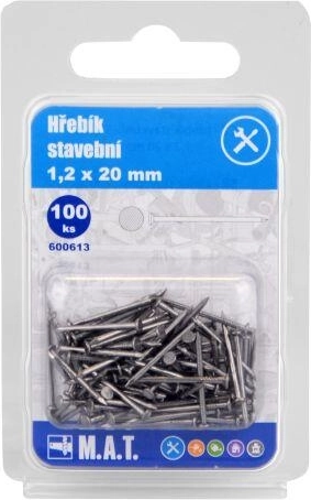 Stavebné klince 20 × 1,2 mm, 100 ks