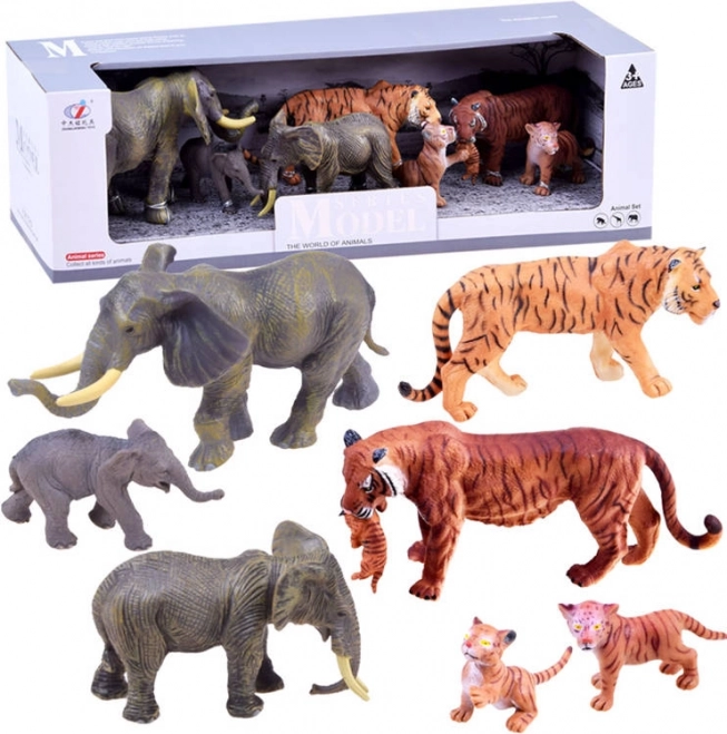 Súprava figúrok safari – zebry a levy – Tiger a slon