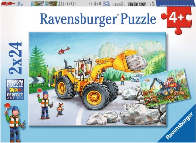 RAVENSBURGER Puzzle Ťažká technika v akcii 2x24 dielikov