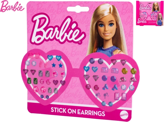 Nalepovacie náušnice BARBIE – sada 28 párov pre deti