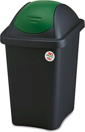 Výklopný odpadkový kôš MULTIPAT 30 l, obdĺžnikový, čierno‑zelený