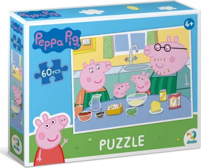 puzzle prasiatko peppa – spoločné varenie, 60 dielikov
