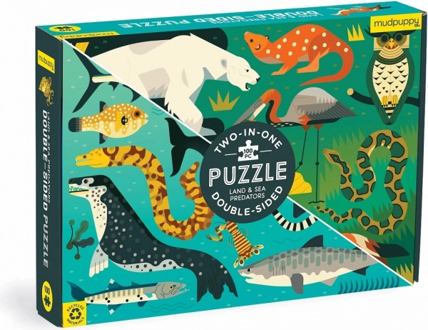 Obojstranné puzzle Mudpuppy Pozemní a morské predátory