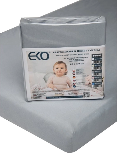 EKO napínacia jersey plachta s gumou sivá 120 × 60 cm