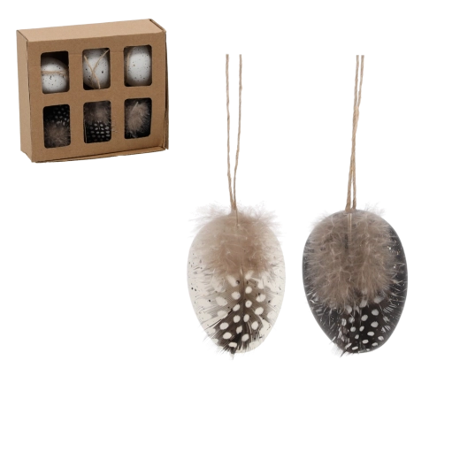 Sada závesných veľkonočných vajíčok – bielo‑čierna elegancia (6 ks)