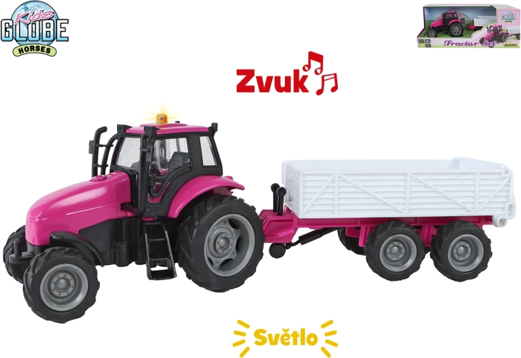 Kids Globe Horses traktor s vlečkou so svetlami a zvukmi