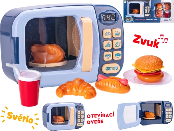 Detská mikrovlnná rúra so svetlami a zvukmi – modrá