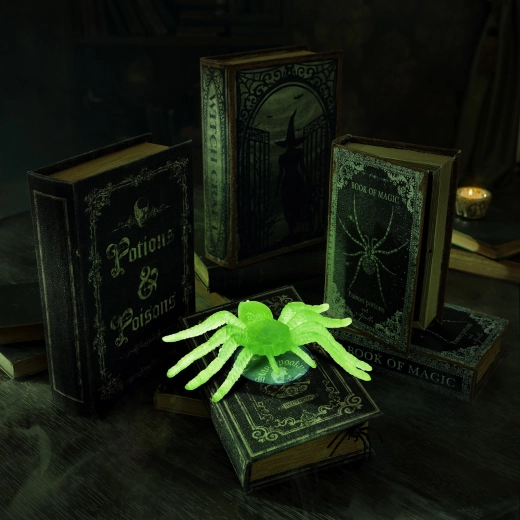 Halloweenová fosforeskujúca dekorácia pavúk s prísavkou, 4 kusy