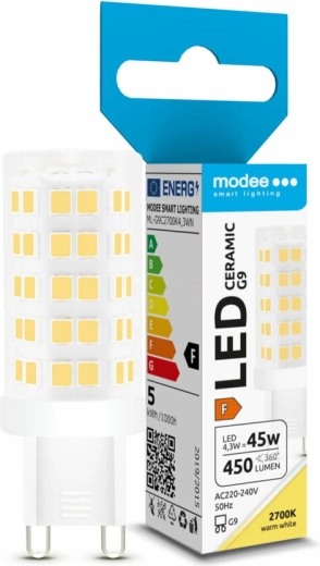 LED žiarovka G9 keramická 4,3 W teplá biela