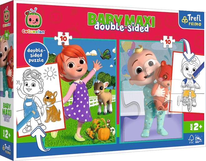 Obojstranné puzzle COCOMELON – priatelia, TREFL Baby Maxi 2×10 dielikov