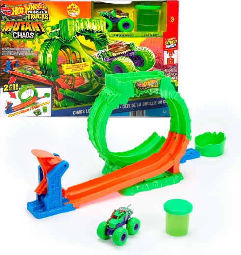 Hot Wheels Monster Trucks Mutant Chaos výzva Slučka chaosu so slizom a autíčkom Wreckin' Wolf