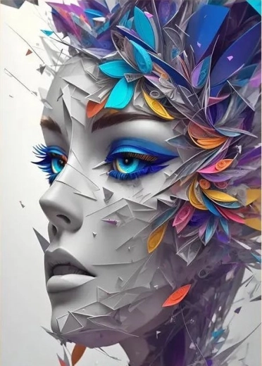 Diamantové maľovanie – abstraktný portrét ženy 30 × 40 cm