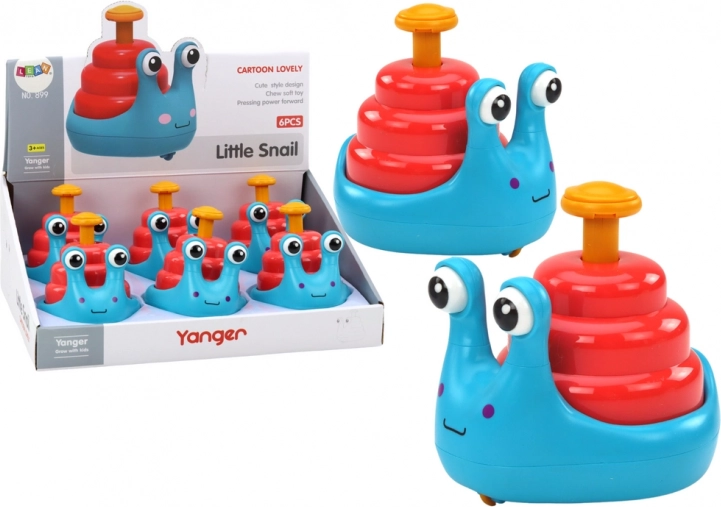 Šťastný kolieskový slimák na koni modrý a červený