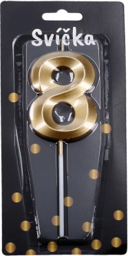 Párty sviečka číslo osmička zlatá