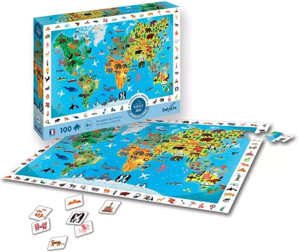 Sentosphere puzzle mapa sveta so zvieratami