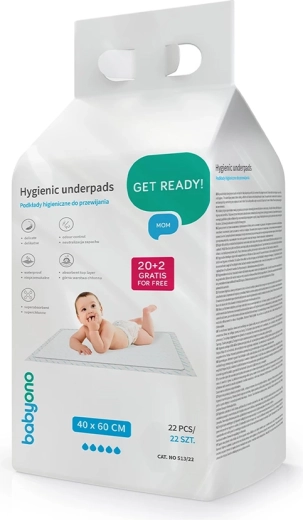 Hygienické prebaľovacie podložky BABYONO 40 × 60 cm, 22 ks