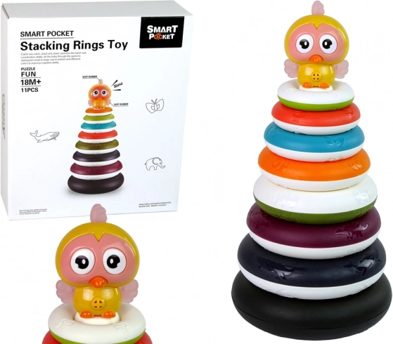 Farebná skladacia pyramída s krúžkami a kačičkou