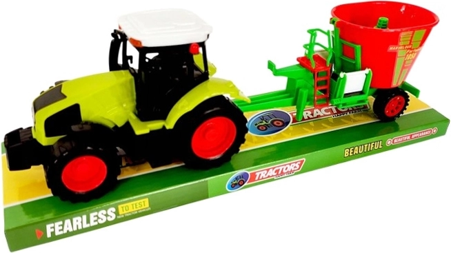Traktor s prívesným poľnohospodárskym strojom – hračka