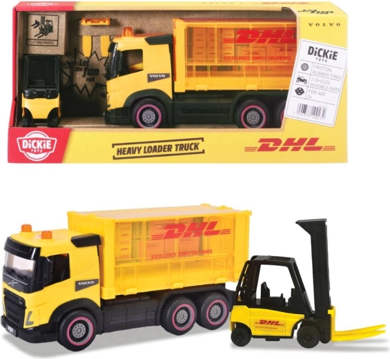 Nákladné auto Volvo FM DHL s vysokozdvižným vozíkom