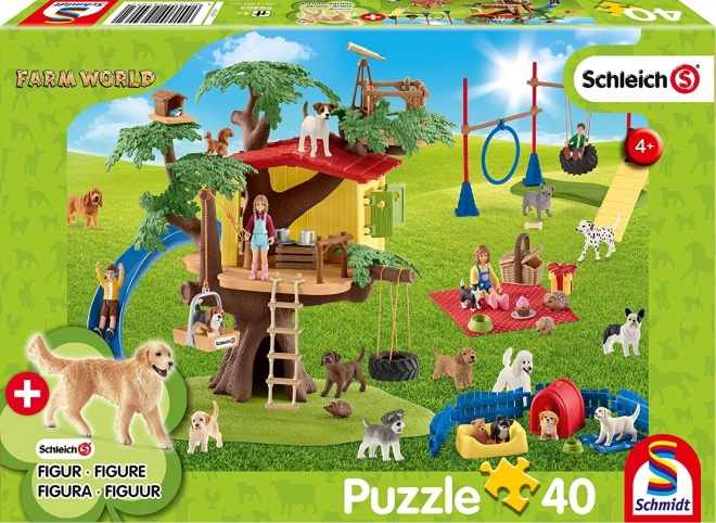 Puzzle SCHMIDT SCHLEICH šťastné psíky, 40 dielikov + figúrka