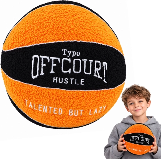 Plyšová basketbalová lopta oranžovo-čierna 23 cm