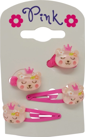 Vlasové doplnky Medvedík – sada 4 ks (sponky a gumičky)